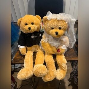 Vintage PBC Bride Groom Bear Animated Singing Plush Doll Sings Wedding Prop